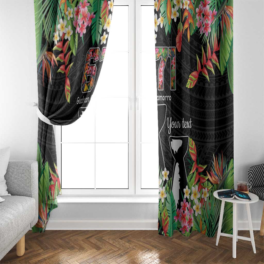 671 Guam Personalised Window Curtain Latte Stone and Tropical Flowers LT9 - Polynesian Pride
