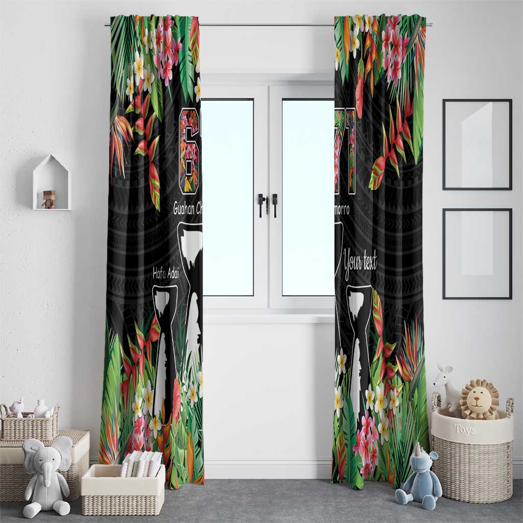 671 Guam Personalised Window Curtain Latte Stone and Tropical Flowers LT9 - Polynesian Pride