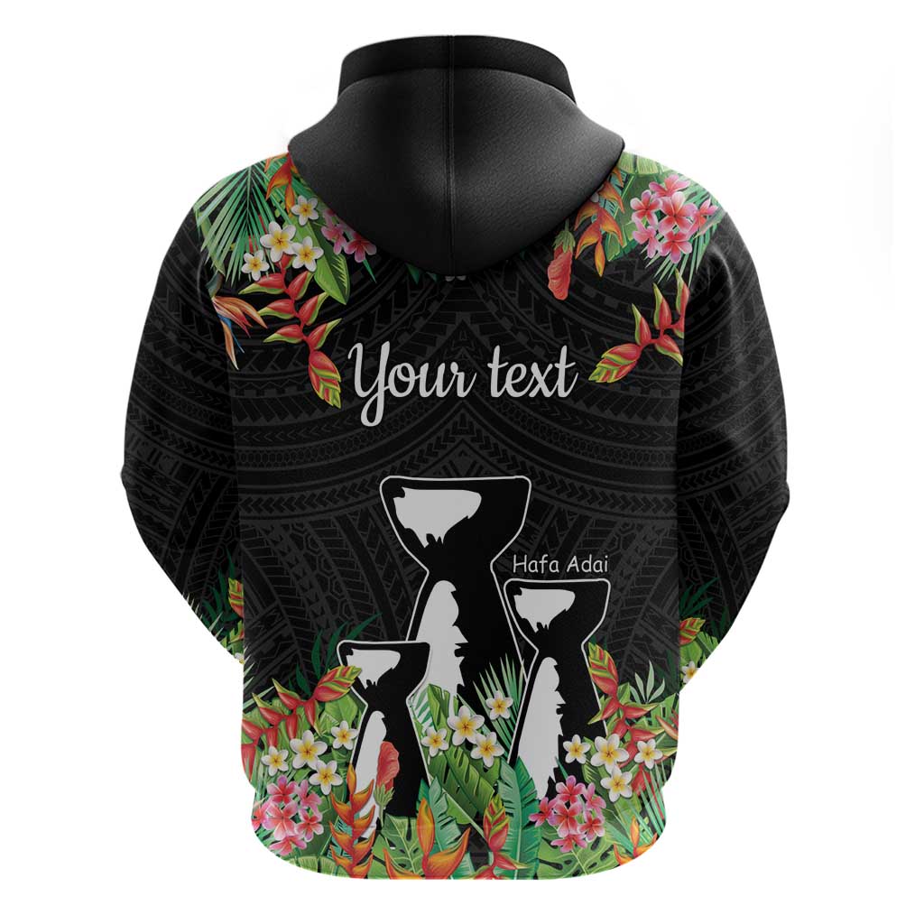 671 Guam Personalised Zip Hoodie Latte Stone and Tropical Flowers LT9 - Polynesian Pride