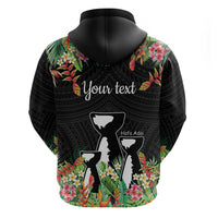 671 Guam Personalised Zip Hoodie Latte Stone and Tropical Flowers LT9 - Polynesian Pride