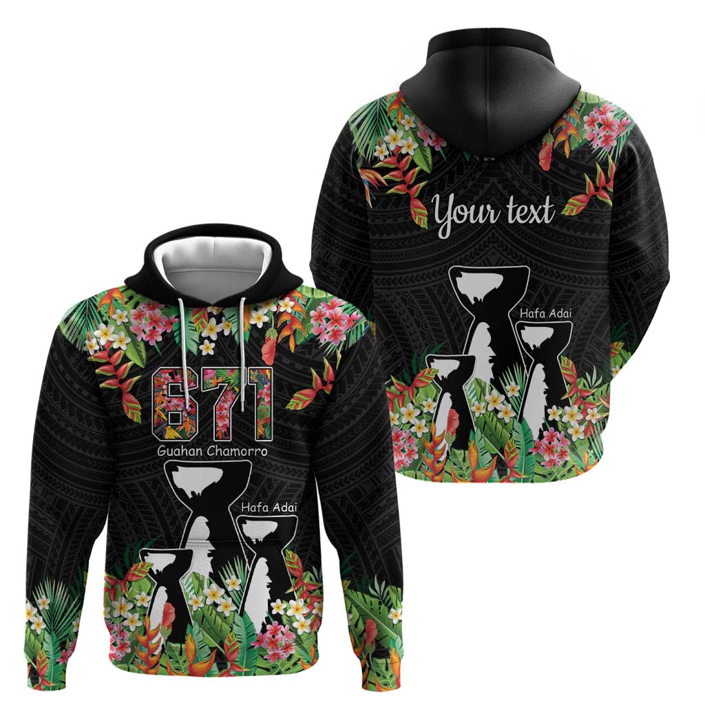 671 Guam Personalised Zip Hoodie Latte Stone and Tropical Flowers LT9 - Polynesian Pride
