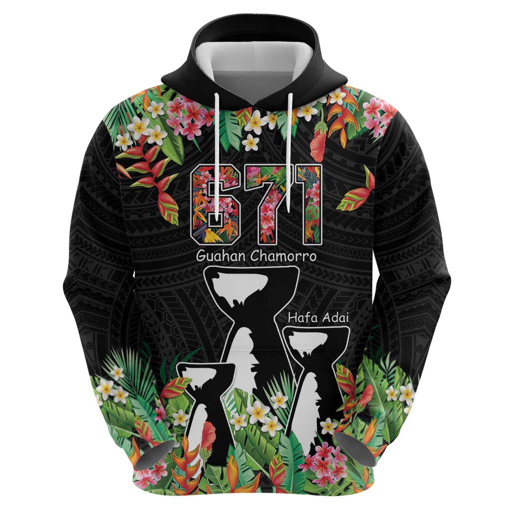 671 Guam Personalised Zip Hoodie Latte Stone and Tropical Flowers LT9 - Polynesian Pride