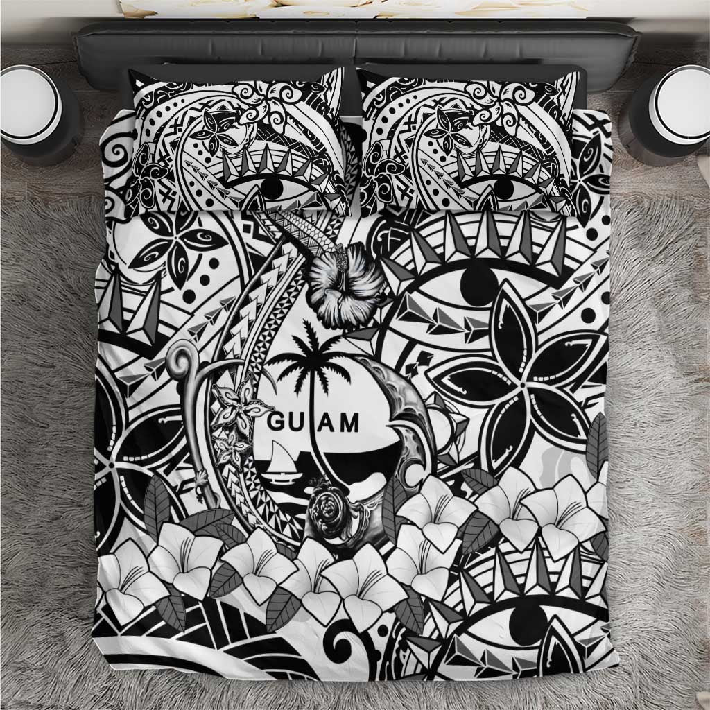 Guam Hafa Adai Guasali Flowers Bedding Set LT9 Black - Polynesian Pride