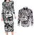 Guam Hafa Adai Guasali Flowers Couples Matching Long Sleeve Bodycon Dress and Long Sleeve Button Shirt