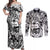 Guam Hafa Adai Guasali Flowers Couples Matching Off Shoulder Maxi Dress and Long Sleeve Button Shirt