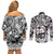 Guam Hafa Adai Guasali Flowers Couples Matching Off Shoulder Short Dress and Long Sleeve Button Shirt