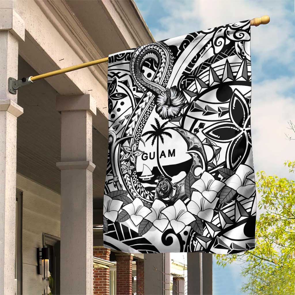 Guam Hafa Adai Guasali Flowers Garden Flag LT9 House Flag Black - Polynesian Pride