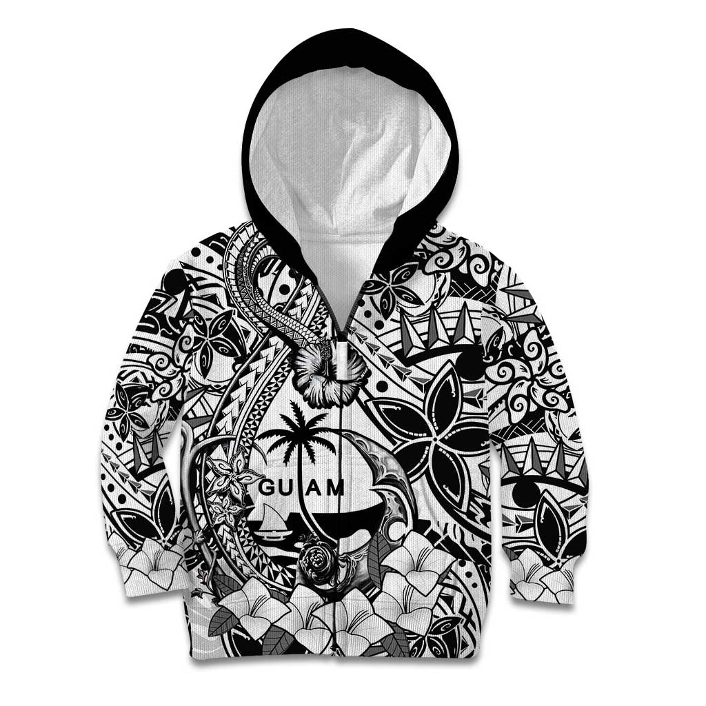 Guam Hafa Adai Guasali Flowers Kid Hoodie LT9 Zip Hoodie Black - Polynesian Pride