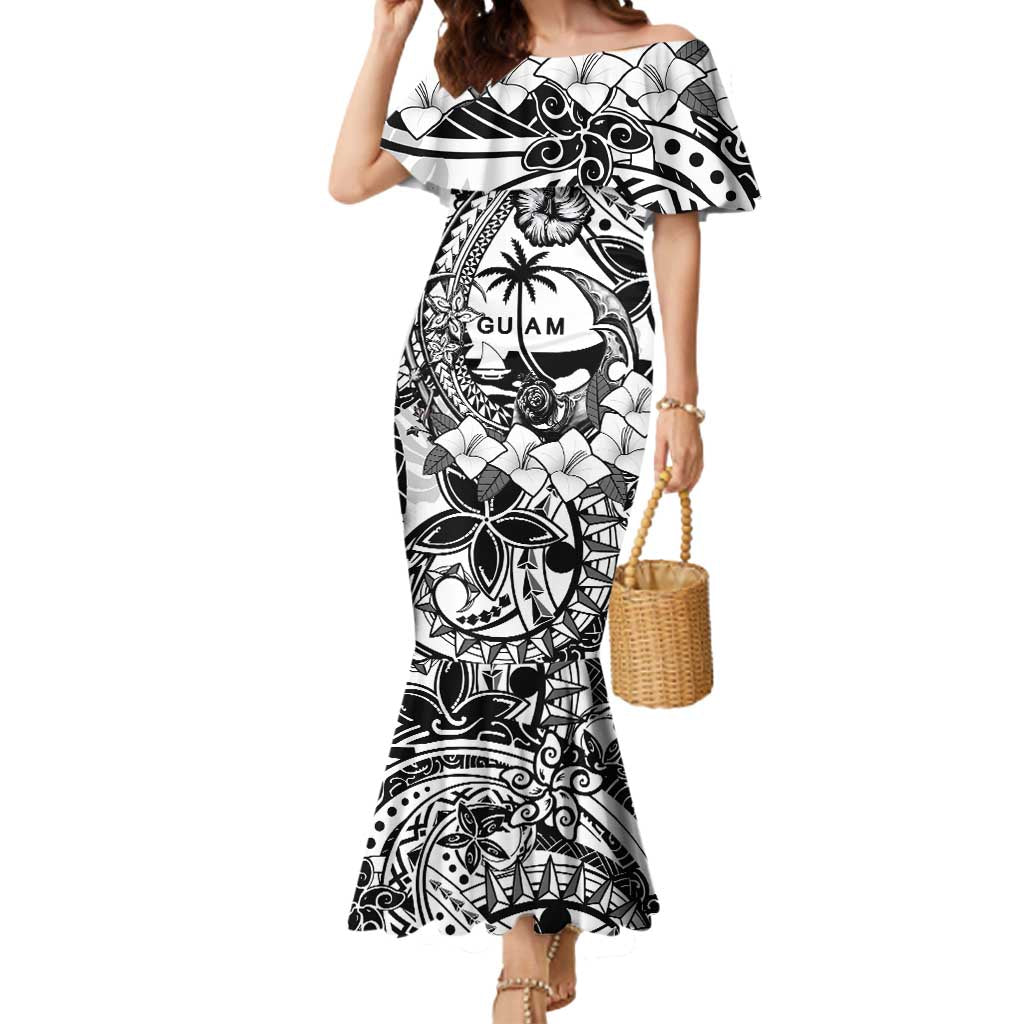 Guam Hafa Adai Guasali Flowers Mermaid Dress LT9 Women Black - Polynesian Pride