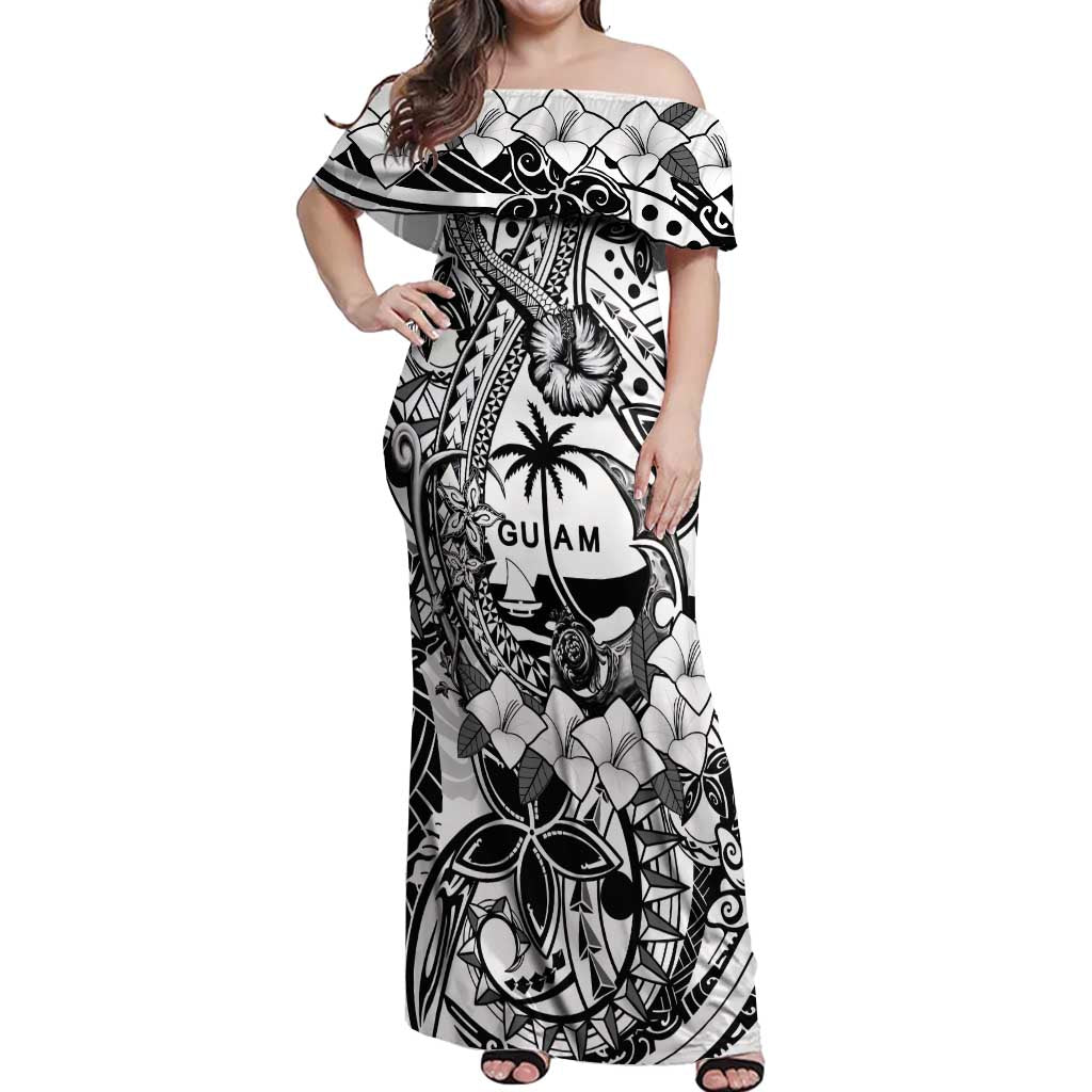 Guam Hafa Adai Guasali Flowers Off Shoulder Maxi Dress LT9 Women Black - Polynesian Pride