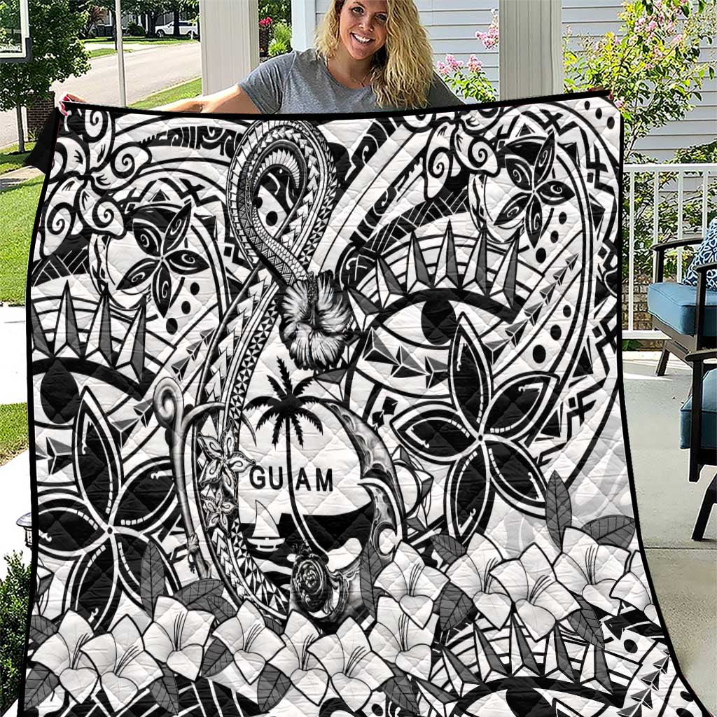 Guam Hafa Adai Guasali Flowers Quilt LT9 Black - Polynesian Pride