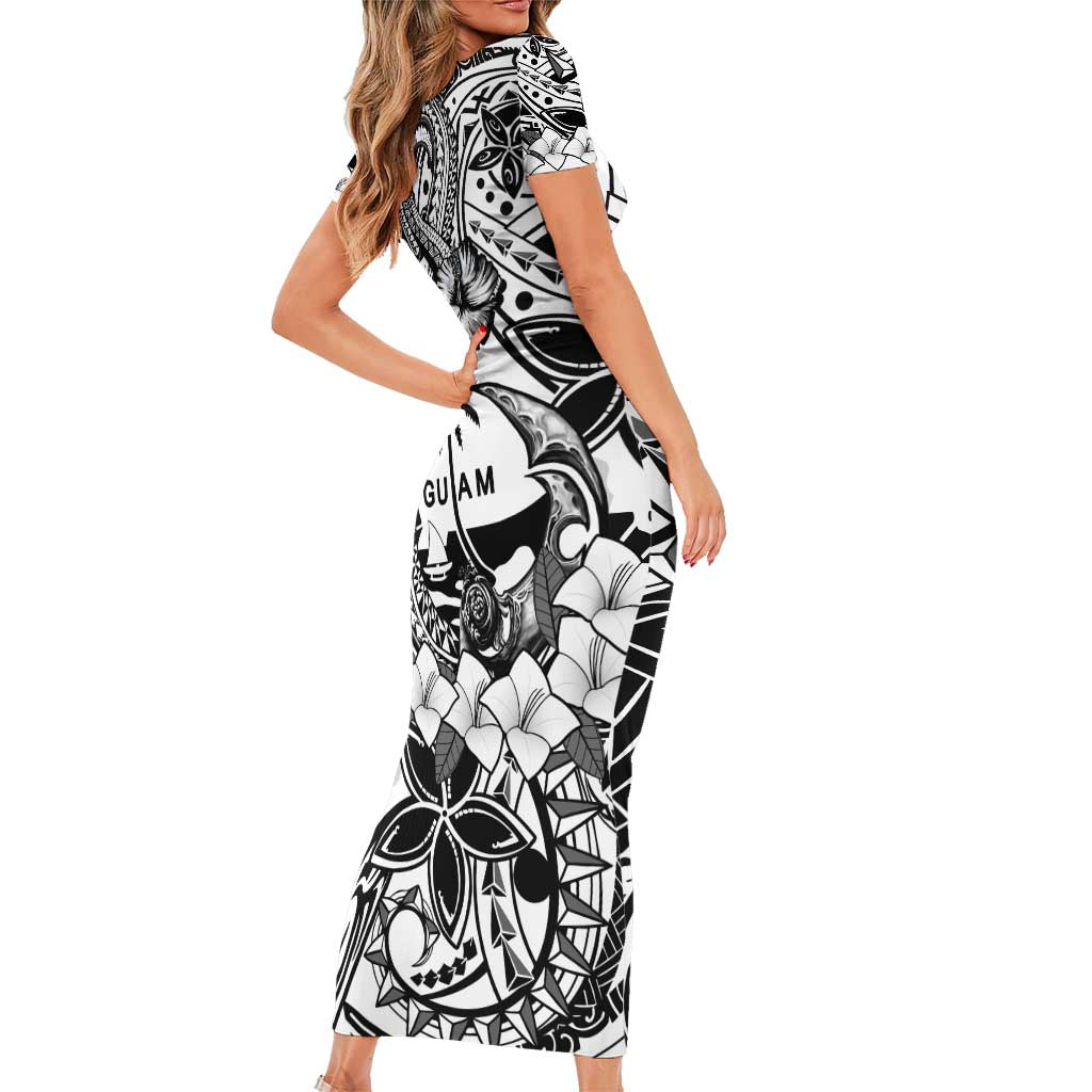 Guam Hafa Adai Guasali Flowers Short Sleeve Bodycon Dress LT9 - Polynesian Pride