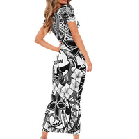 Guam Hafa Adai Guasali Flowers Short Sleeve Bodycon Dress LT9 - Polynesian Pride