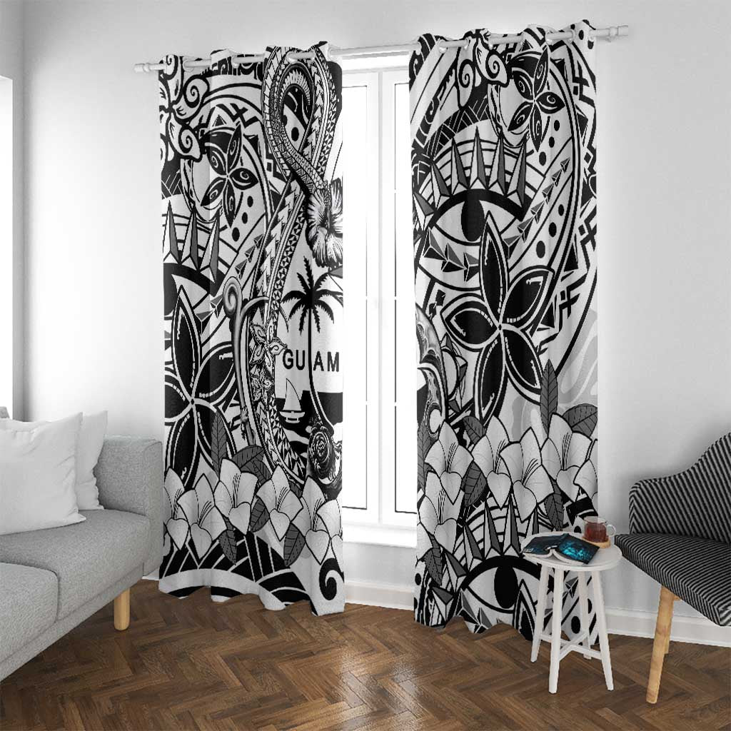 Guam Hafa Adai Guasali Flowers Window Curtain LT9 With Grommets Black - Polynesian Pride
