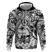 Guam Hafa Adai Guasali Flowers Zip Hoodie LT9 Zip Hoodie Black - Polynesian Pride