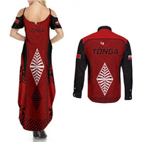Tonga Rugby Couples Matching Summer Maxi Dress and Long Sleeve Button Shirts Go Champions World Cup 2023 Ngatu Unique LT9 - Polynesian Pride