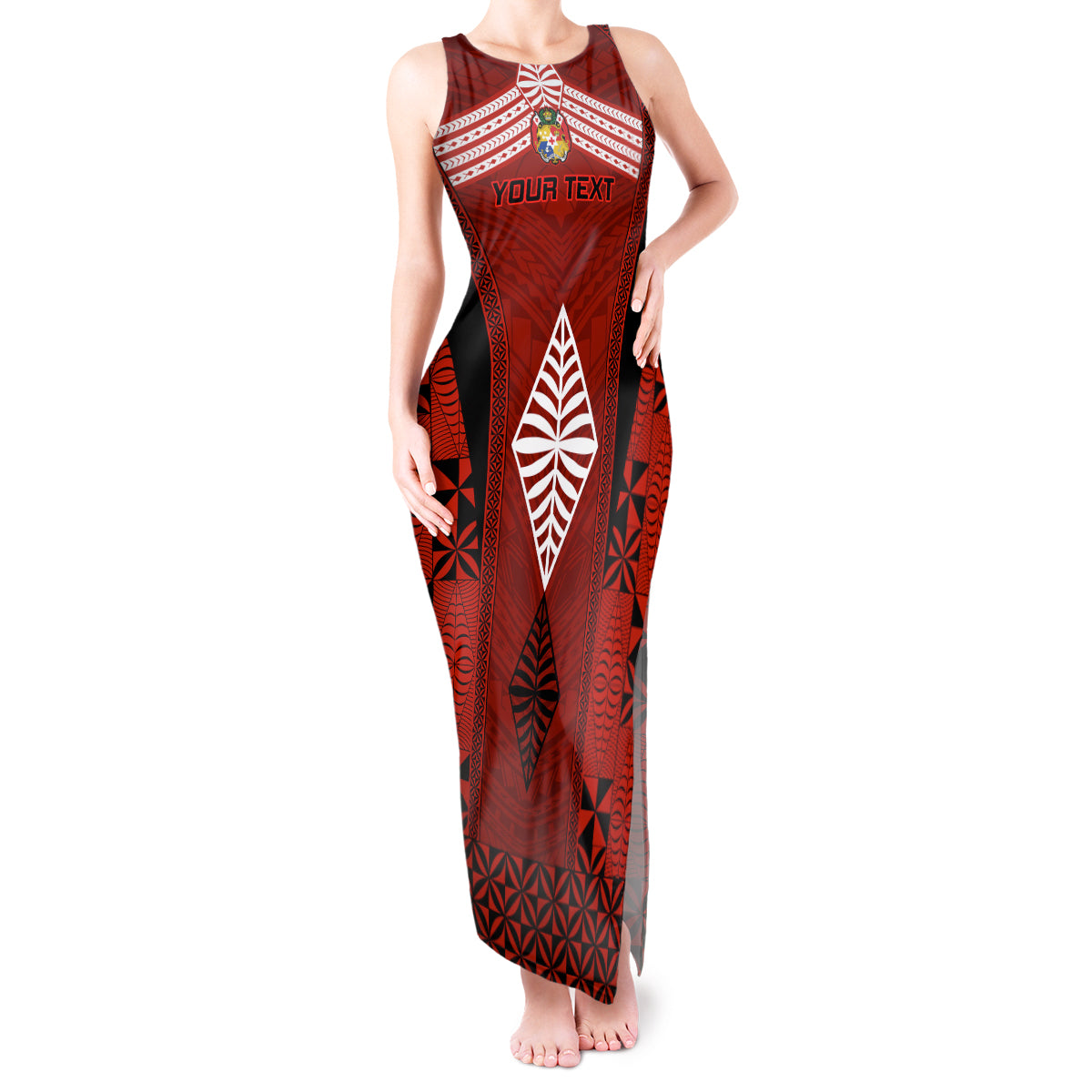 Custom Tonga Rugby Tank Maxi Dress Go Champions World Cup 2023 Ngatu Unique LT9 Women Red - Polynesian Pride