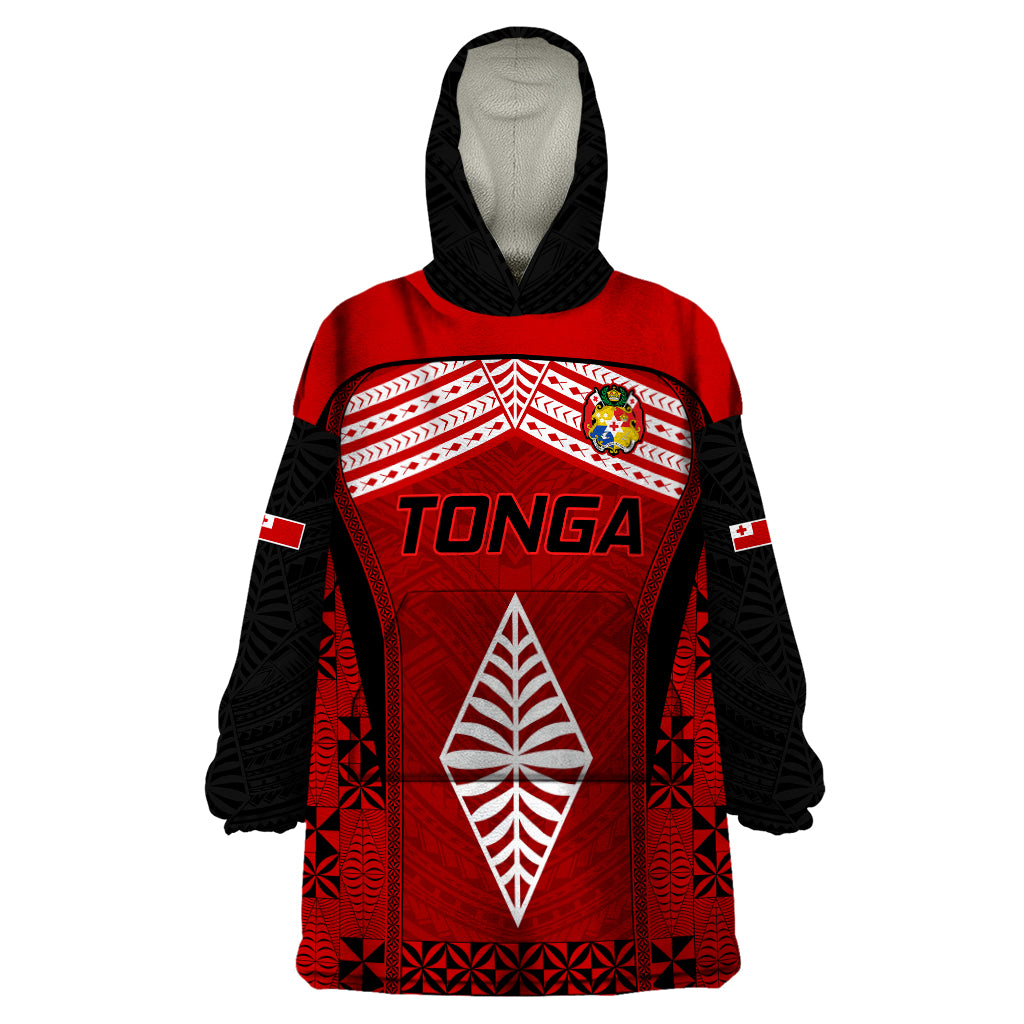 Custom Tonga Rugby Wearable Blanket Hoodie Go Champions World Cup 2023 Ngatu Unique LT9 One Size Red - Polynesian Pride