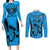 Custom Fiji Rugby Couples Matching Long Sleeve Bodycon Dress and Long Sleeve Button Shirts Go Champions World Cup 2023 Tapa Unique Blue Vibe LT9 Blue - Polynesian Pride