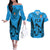 Custom Fiji Rugby Couples Matching Off The Shoulder Long Sleeve Dress and Hawaiian Shirt Go Champions World Cup 2023 Tapa Unique Blue Vibe LT9 Blue - Polynesian Pride