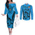 Custom Fiji Rugby Couples Matching Off The Shoulder Long Sleeve Dress and Long Sleeve Button Shirts Go Champions World Cup 2023 Tapa Unique Blue Vibe LT9 Blue - Polynesian Pride