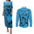 Custom Fiji Rugby Couples Matching Puletasi Dress and Long Sleeve Button Shirts Go Champions World Cup 2023 Tapa Unique Blue Vibe LT9 Blue - Polynesian Pride