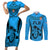 Custom Fiji Rugby Couples Matching Short Sleeve Bodycon Dress and Long Sleeve Button Shirts Go Champions World Cup 2023 Tapa Unique Blue Vibe LT9 Blue - Polynesian Pride