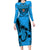 Custom Fiji Rugby Long Sleeve Bodycon Dress Go Champions World Cup 2023 Tapa Unique Blue Vibe LT9 Long Dress Blue - Polynesian Pride