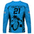 Custom Fiji Rugby Long Sleeve Shirt Go Champions World Cup 2023 Tapa Unique Blue Vibe LT9 - Polynesian Pride