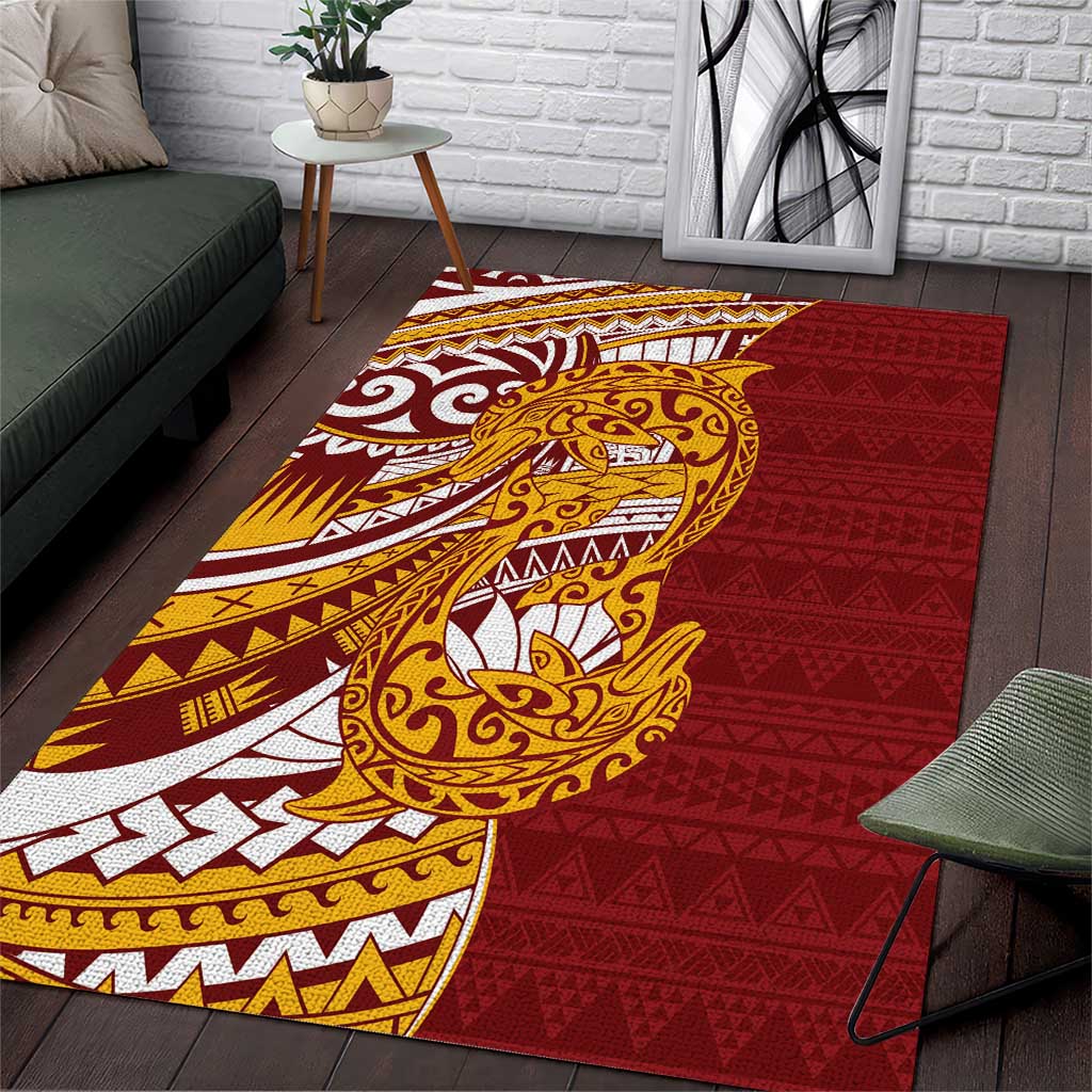 Couple Dolphins Maori Motif Area Rug LT9 Burgundy - Polynesian Pride