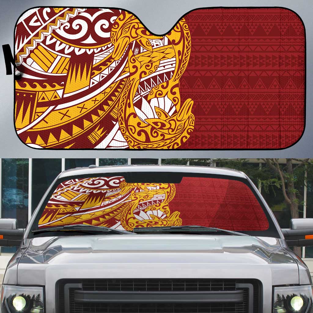 Couple Dolphins Maori Motif Auto Sun Shade LT9 Burgundy - Polynesian Pride