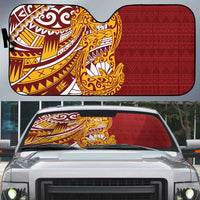Couple Dolphins Maori Motif Auto Sun Shade LT9 Burgundy - Polynesian Pride