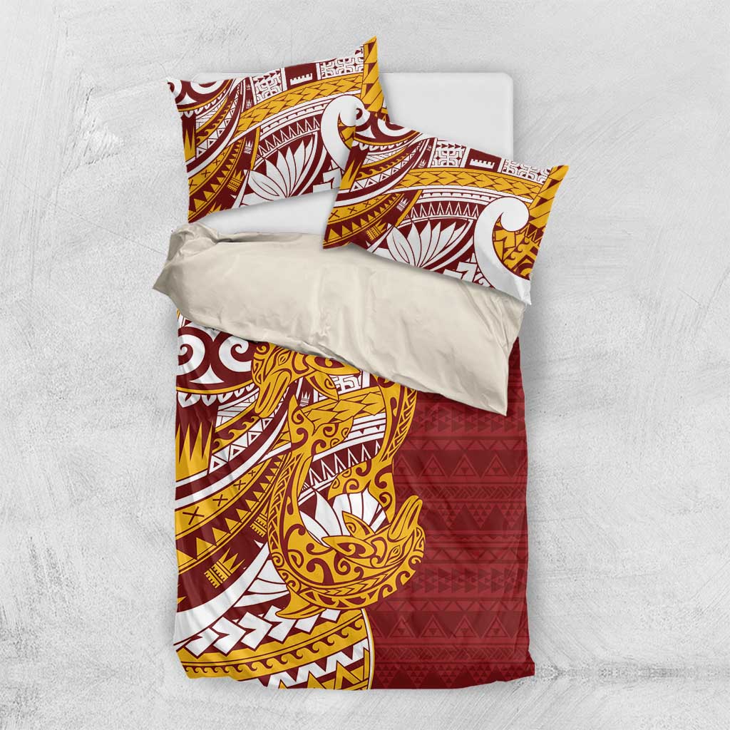 Couple Dolphins Maori Motif Bedding Set LT9 US Twin 172cm x 218cm Burgundy - Polynesian Pride
