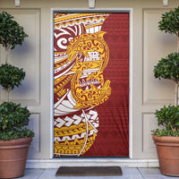 Couple Dolphins Maori Motif Door Cover LT9 Burgundy - Polynesian Pride