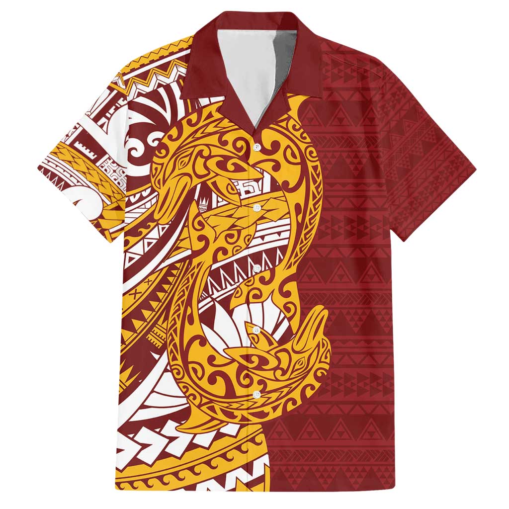 Couple Dolphins Maori Motif Hawaiian Shirt LT9 Burgundy - Polynesian Pride