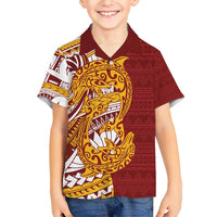Couple Dolphins Maori Motif Kid Hawaiian Shirt LT9 Kid Burgundy - Polynesian Pride