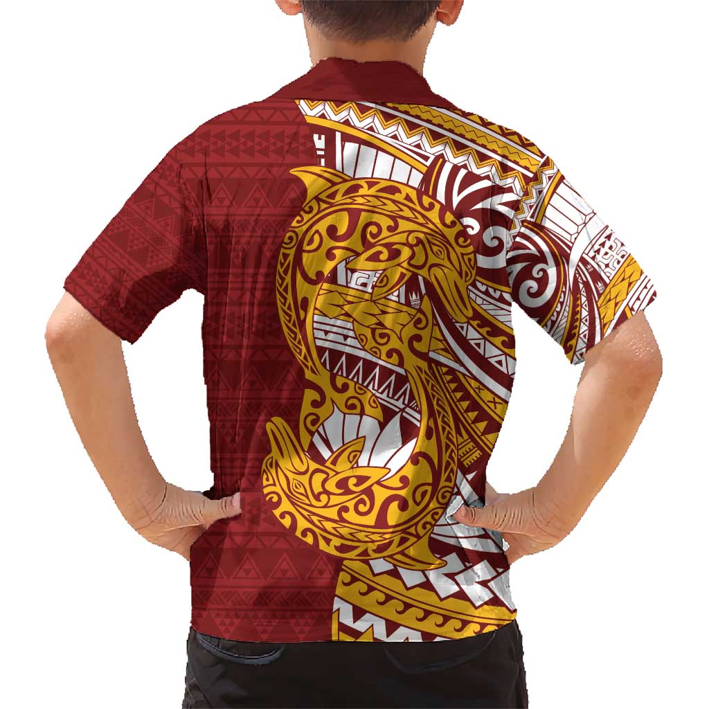 Couple Dolphins Maori Motif Kid Hawaiian Shirt LT9 - Polynesian Pride