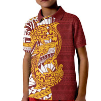 Couple Dolphins Maori Motif Kid Polo Shirt LT9 Kid Burgundy - Polynesian Pride
