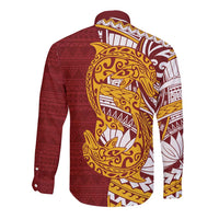 Couple Dolphins Maori Motif Long Sleeve Button Shirt LT9 - Polynesian Pride