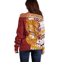 Couple Dolphins Maori Motif Off Shoulder Sweater LT9 - Polynesian Pride