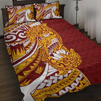 Couple Dolphins Maori Motif Quilt Bed Set LT9 Burgundy - Polynesian Pride