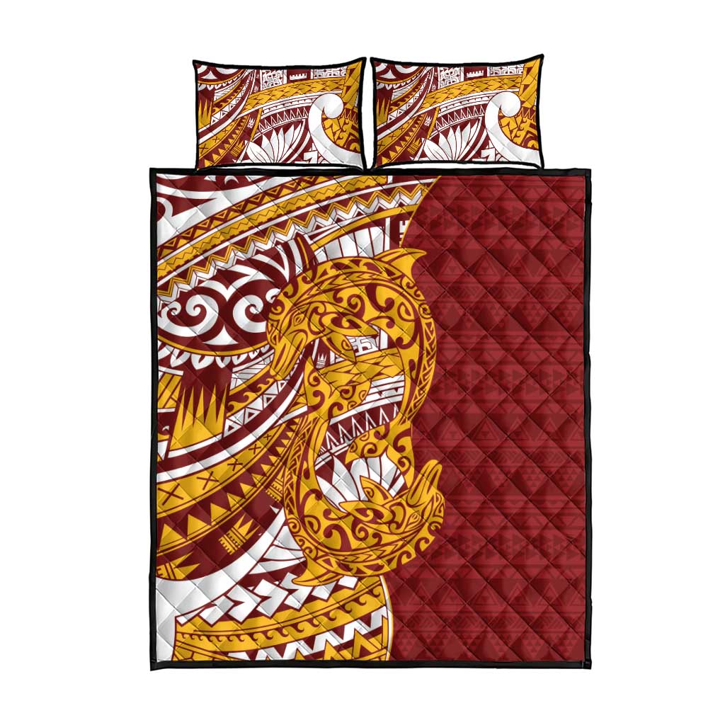 Couple Dolphins Maori Motif Quilt Bed Set LT9 - Polynesian Pride
