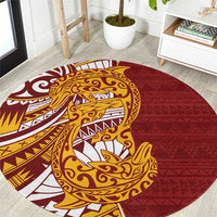 Couple Dolphins Maori Motif Round Carpet LT9 Burgundy - Polynesian Pride