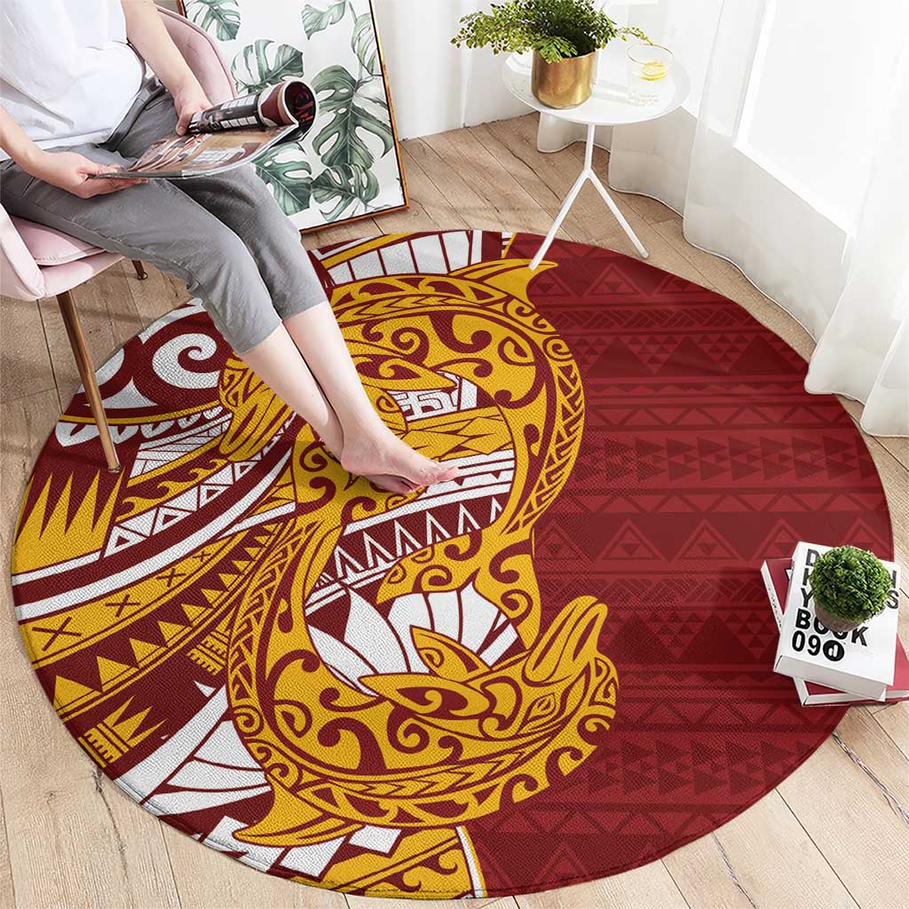 Couple Dolphins Maori Motif Round Carpet LT9 - Polynesian Pride