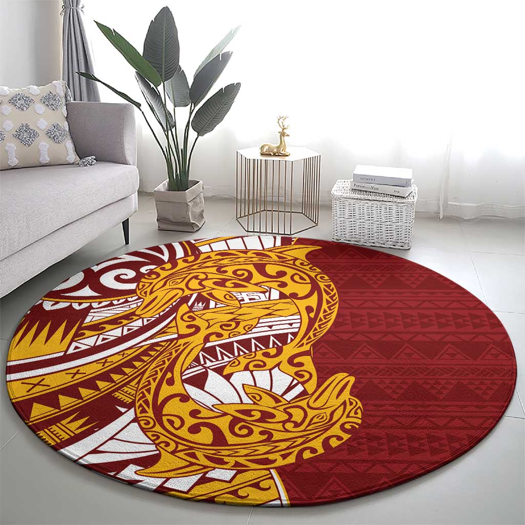 Couple Dolphins Maori Motif Round Carpet LT9 - Polynesian Pride
