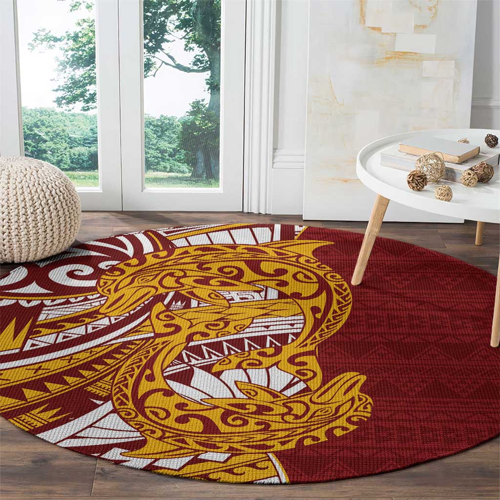 Couple Dolphins Maori Motif Round Carpet LT9 - Polynesian Pride