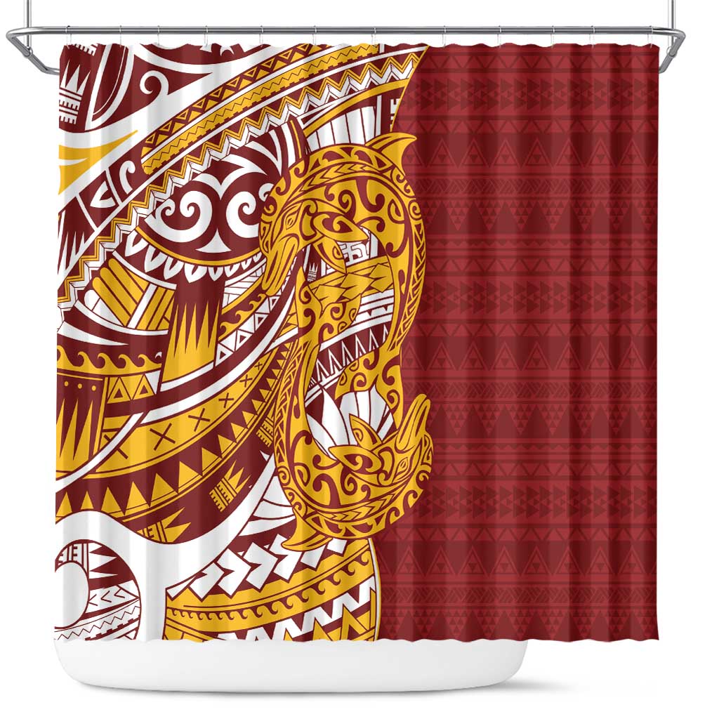 Couple Dolphins Maori Motif Shower Curtain LT9 Burgundy - Polynesian Pride