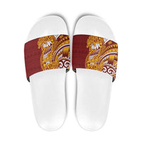 Couple Dolphins Maori Motif Slide Sandals LT9 Burgundy - Polynesian Pride