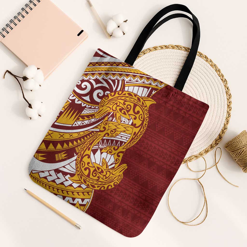 Couple Dolphins Maori Motif Tote Bag LT9 Black Strap One Size Burgundy - Polynesian Pride