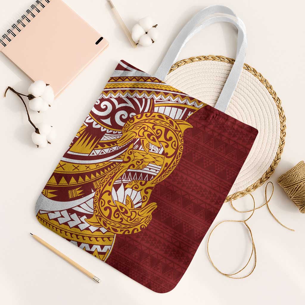 Couple Dolphins Maori Motif Tote Bag LT9 White Strap One Size Burgundy - Polynesian Pride
